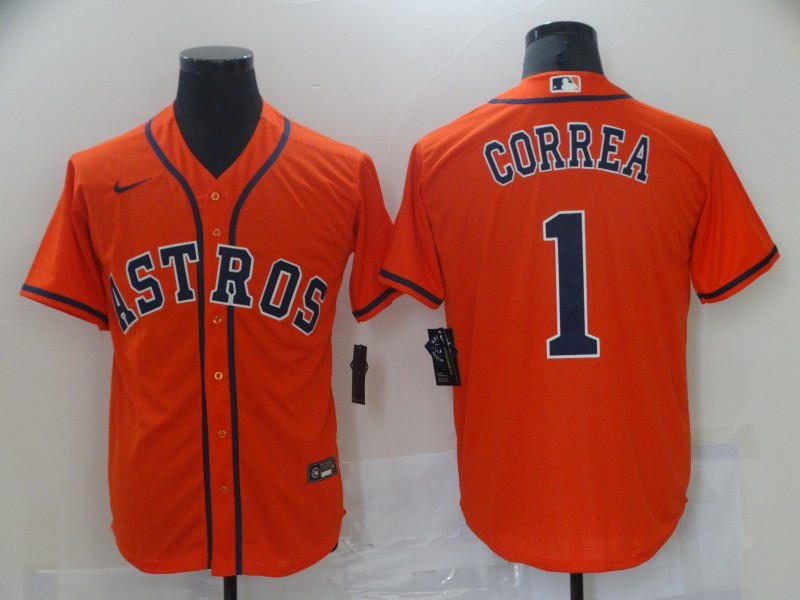 Men's Houston Astros Carlos Correa #1 Orange Baseball Jersey